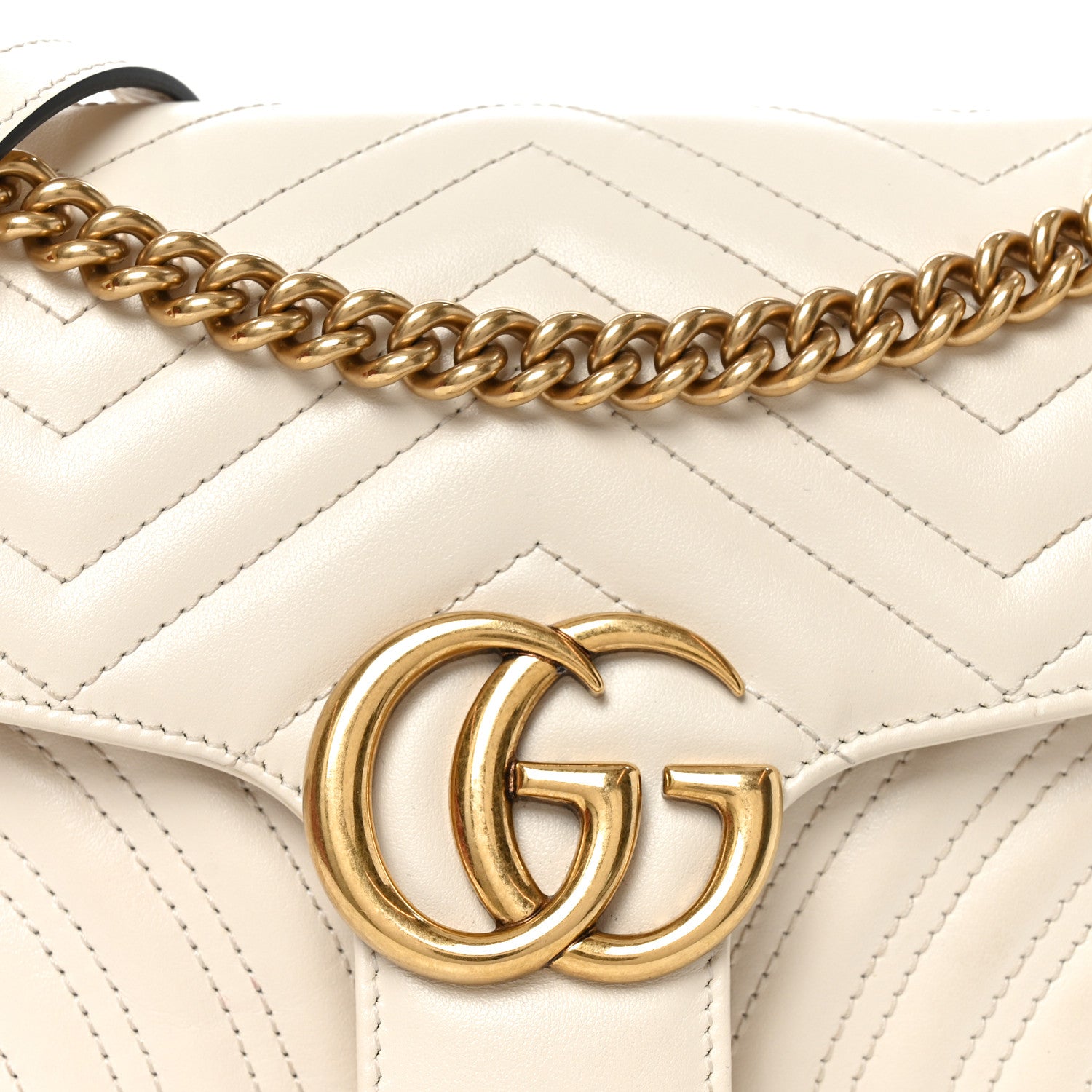 Gucci Calfskin Matelasse Small GG Marmont Shoulder Bag White 8 of 10