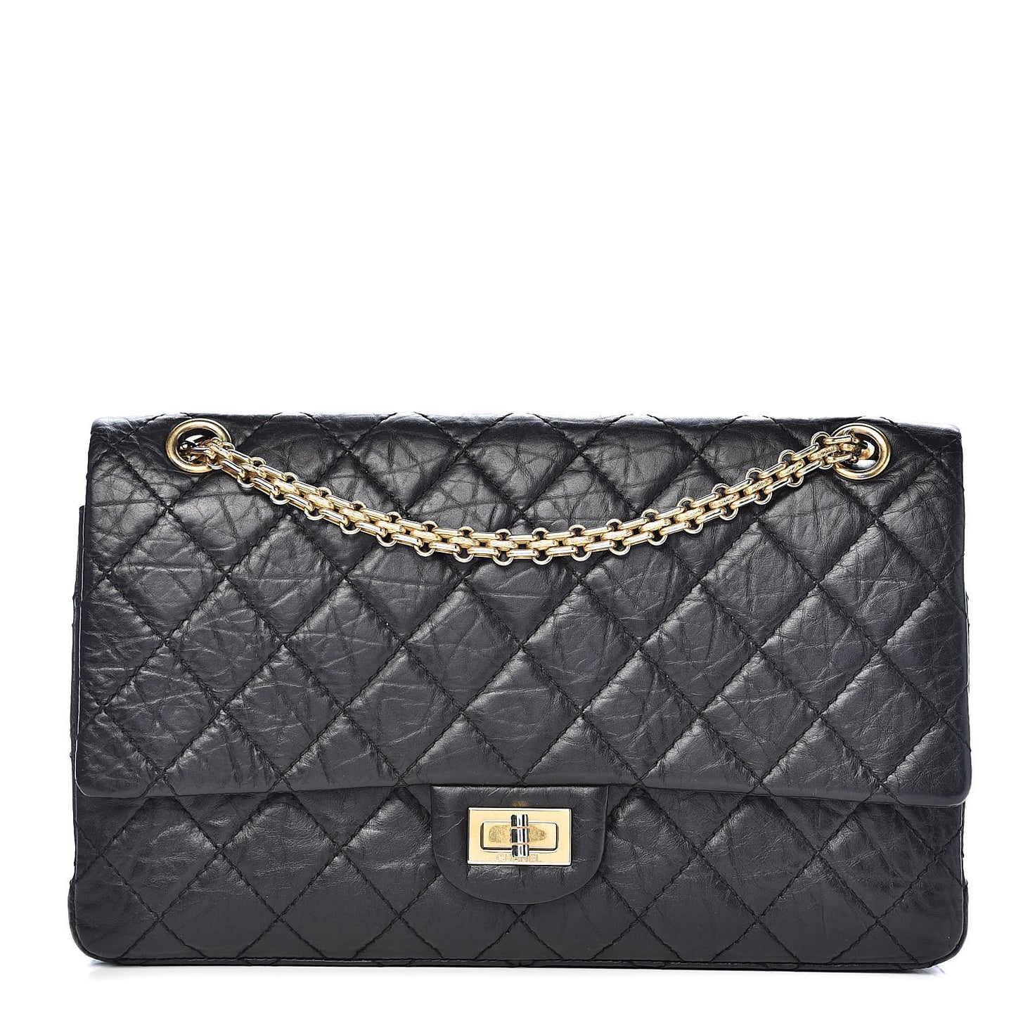 Aged Calfskin Quilted 2.55 Reissue 226 Flap Black