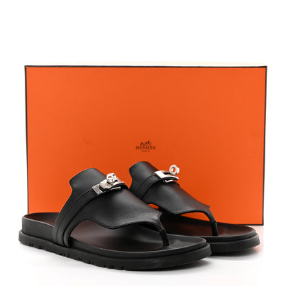 Hermes Calfskin Womens Empire Sandals 38 Black 9 of 9