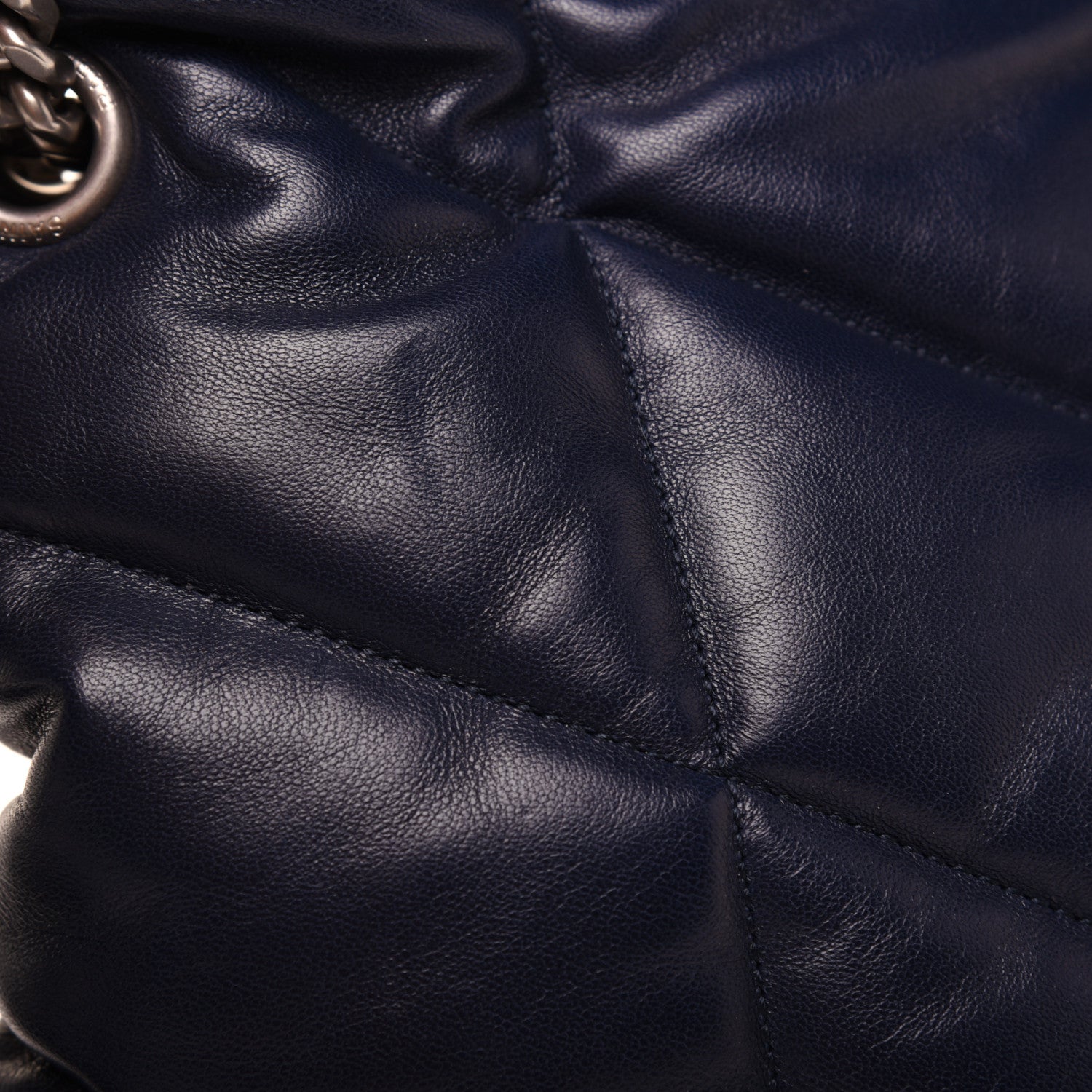 Saint Laurent Lambskin Quilted Small Loulou Puffer Monogram Chain Satchel Navy 17 of 24