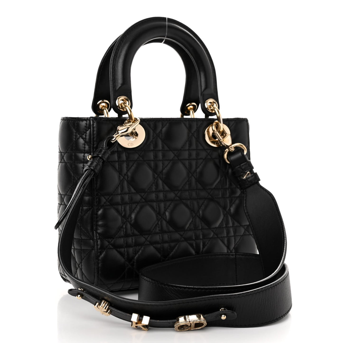 CHRISTIAN DIOR Lambskin Cannage Small My ABCDior Lady Dior Black