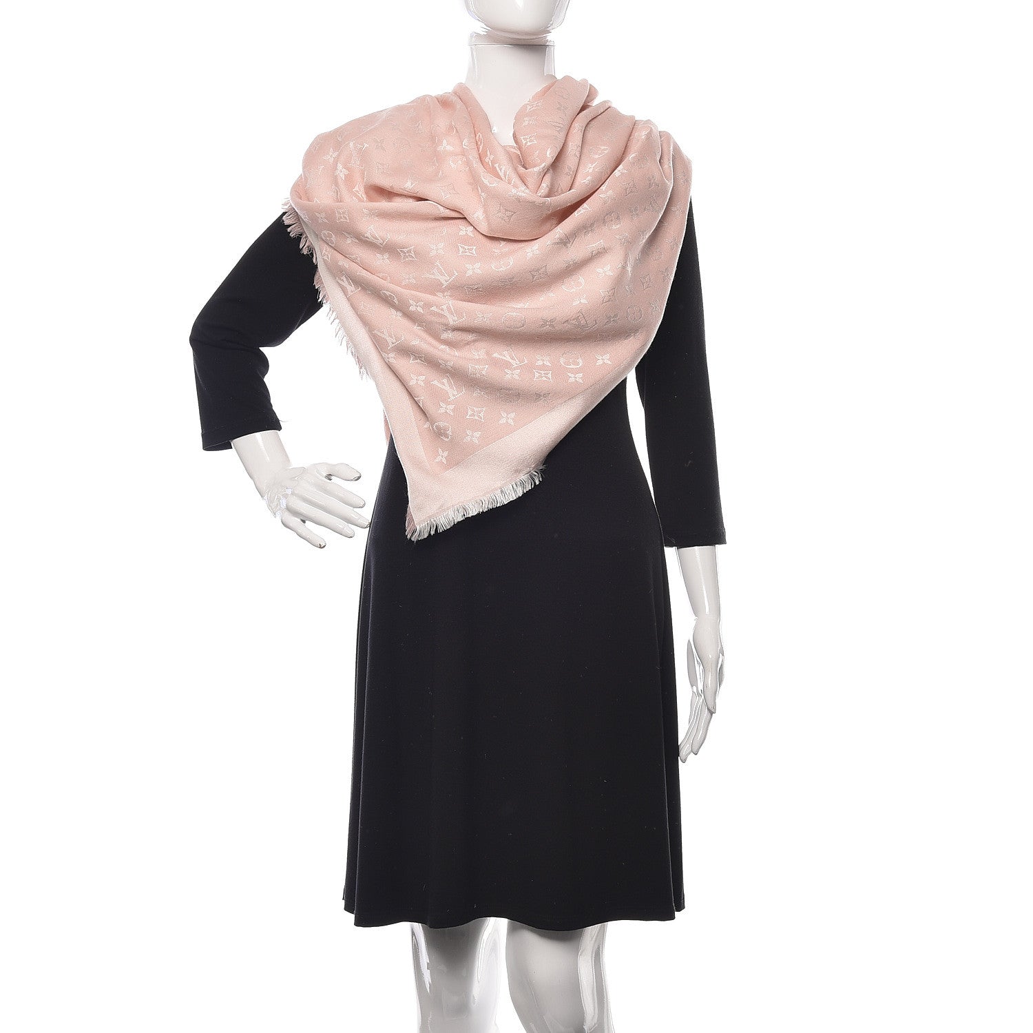 Louis Vuitton Silk Wool Monogram Denim Shawl Rose 2 of 6