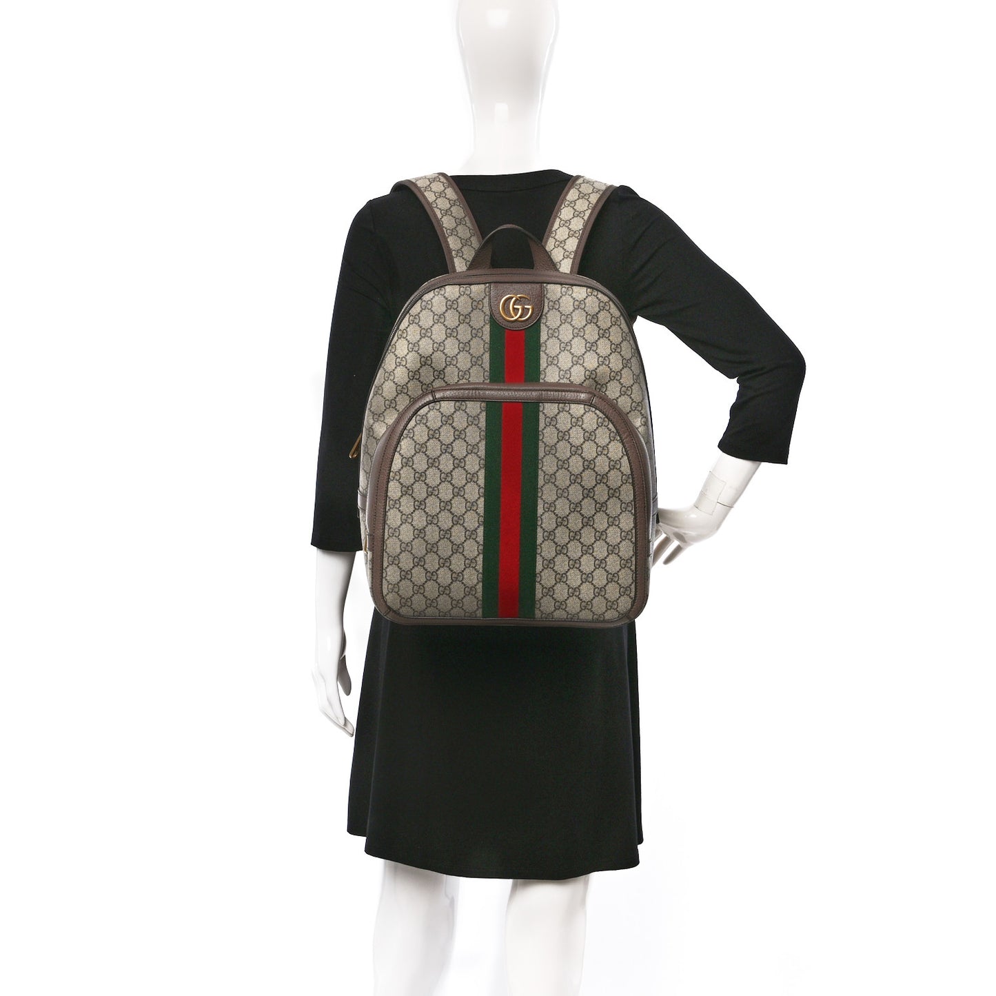 GG Supreme Monogram Medium Ophidia Day Backpack Brown