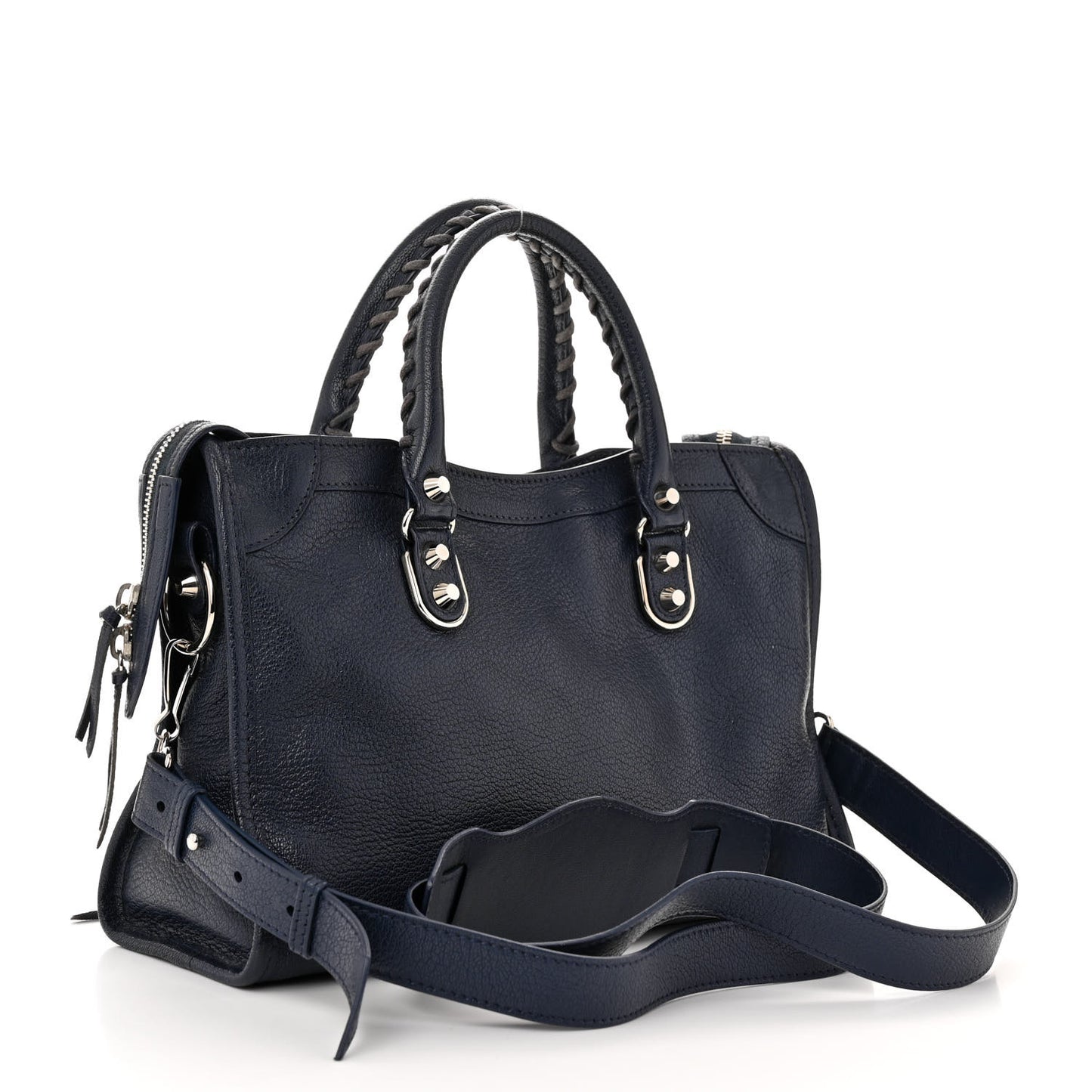 Chevre Silver Metallic Edge Hardware S City Bleu Nuit Dark Sea