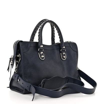 Balenciaga Chevre Silver Metallic Edge Hardware S City Bleu Nuit Dark Sea 2 of 3