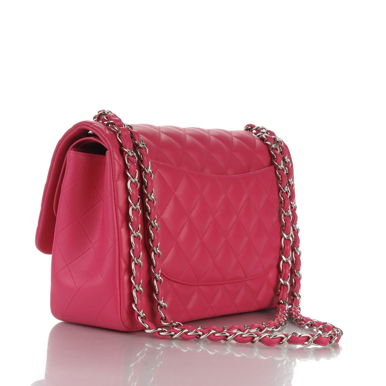Chanel Lambskin Quilted Jumbo Double Flap Dark Pink 3 of 11