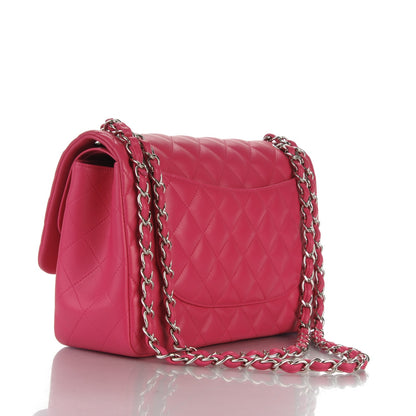 Chanel Lambskin Quilted Jumbo Double Flap Dark Pink 3 of 11