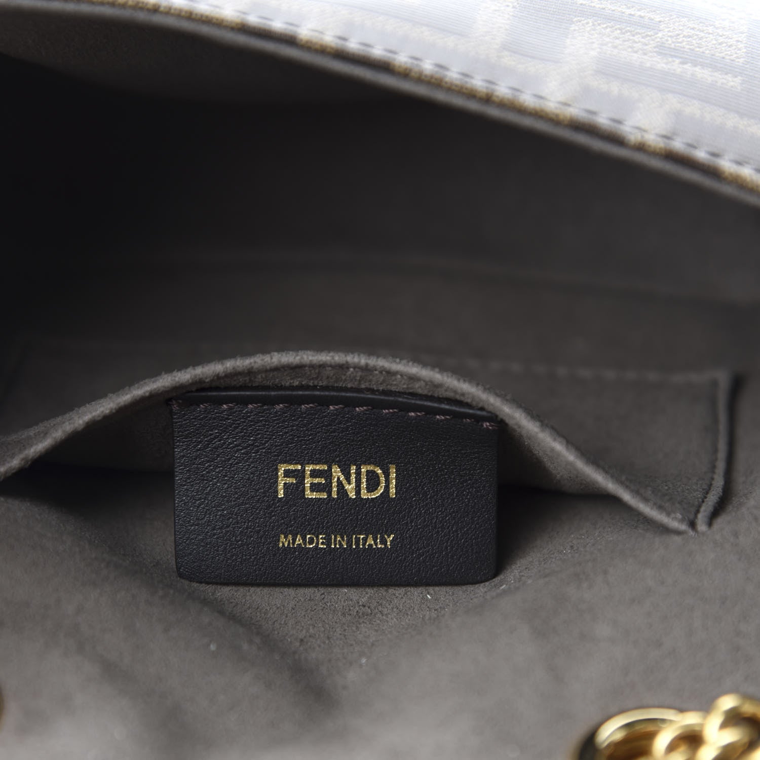 Fendi Glazed Fabric Vitello Century FF 1974 Stamp Patch Mini Double F Crossbody Bag Mogano Panna Black 8 of 10