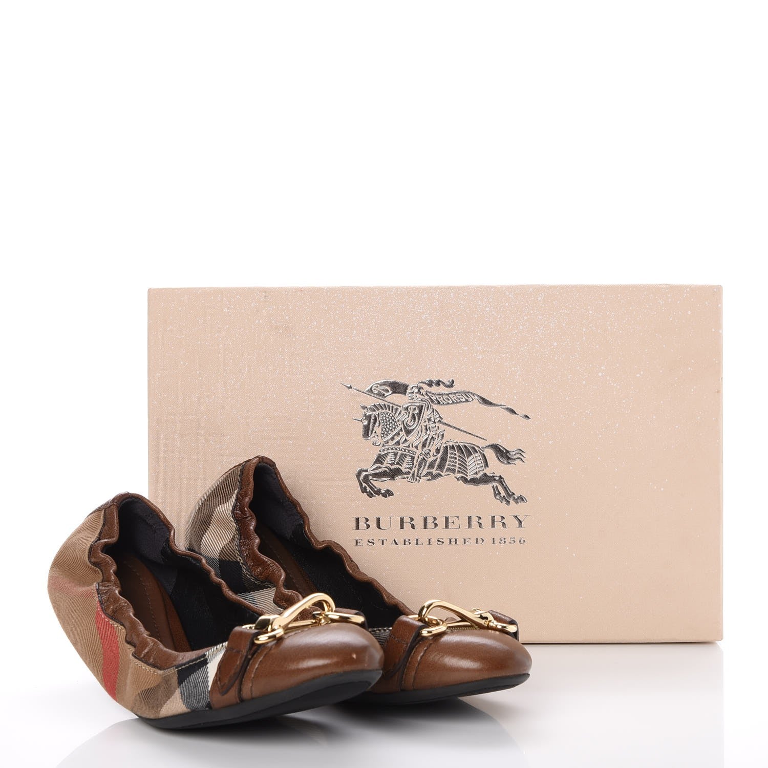 Burberry Heritage House Check Shipley Elastic Ballerina Flats 36 Brown 11 of 11