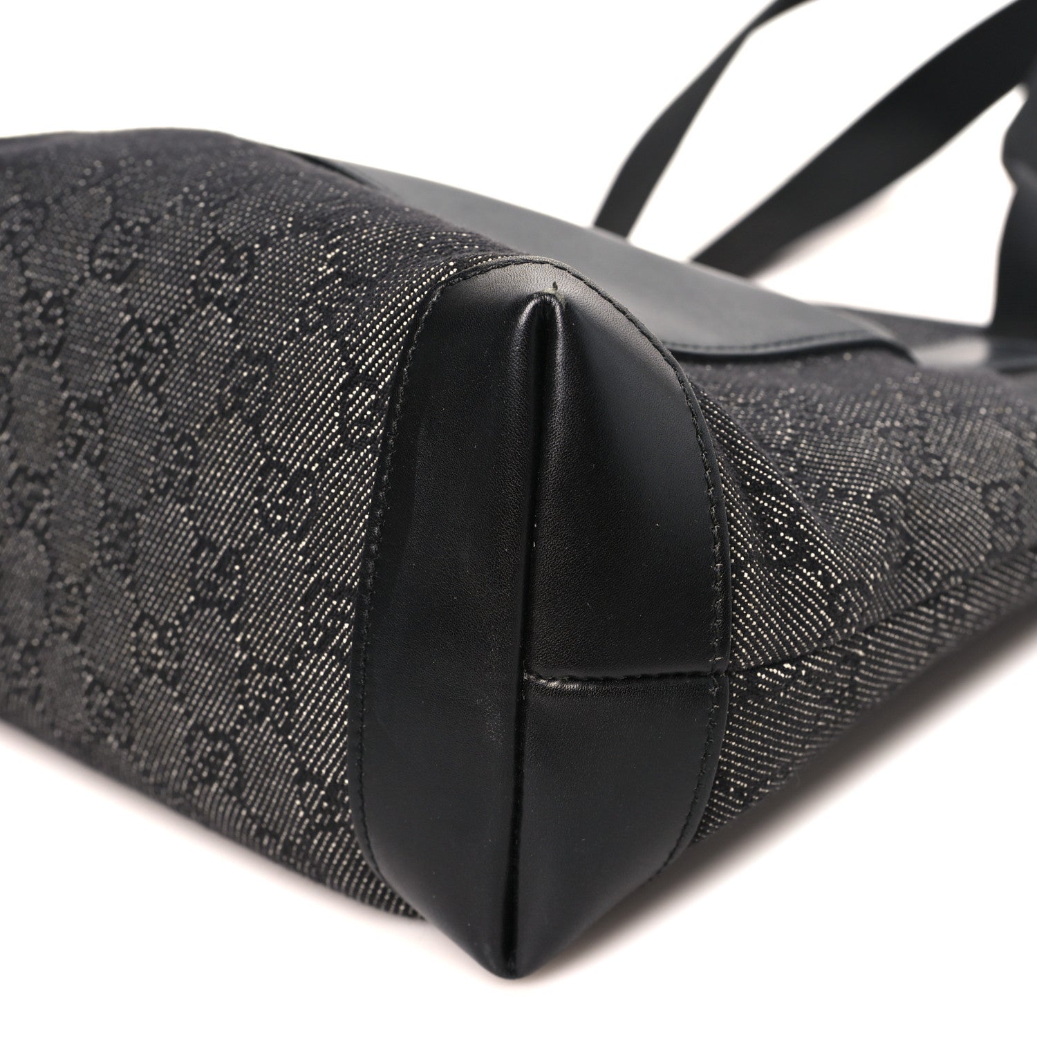 Gucci Denim Monogram Tote Bag Black 10 of 11