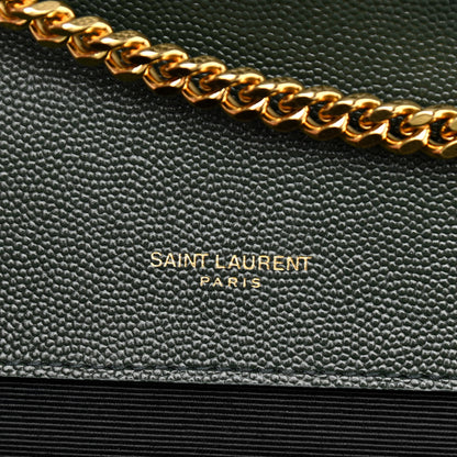 Saint Laurent Grain De Poudre Textured Mixed Matelasse Triquilt Small Monogram Satchel Dark Green 7 of 13