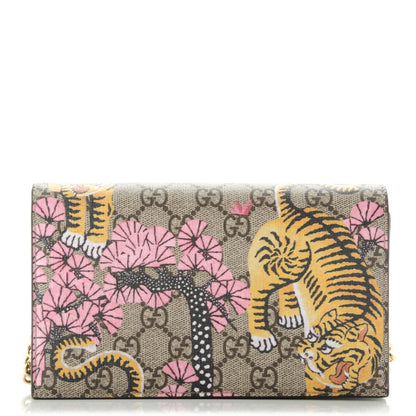 Gucci GG Supreme Monogram Bengal Chain Wallet Beige Pink 1 of 7