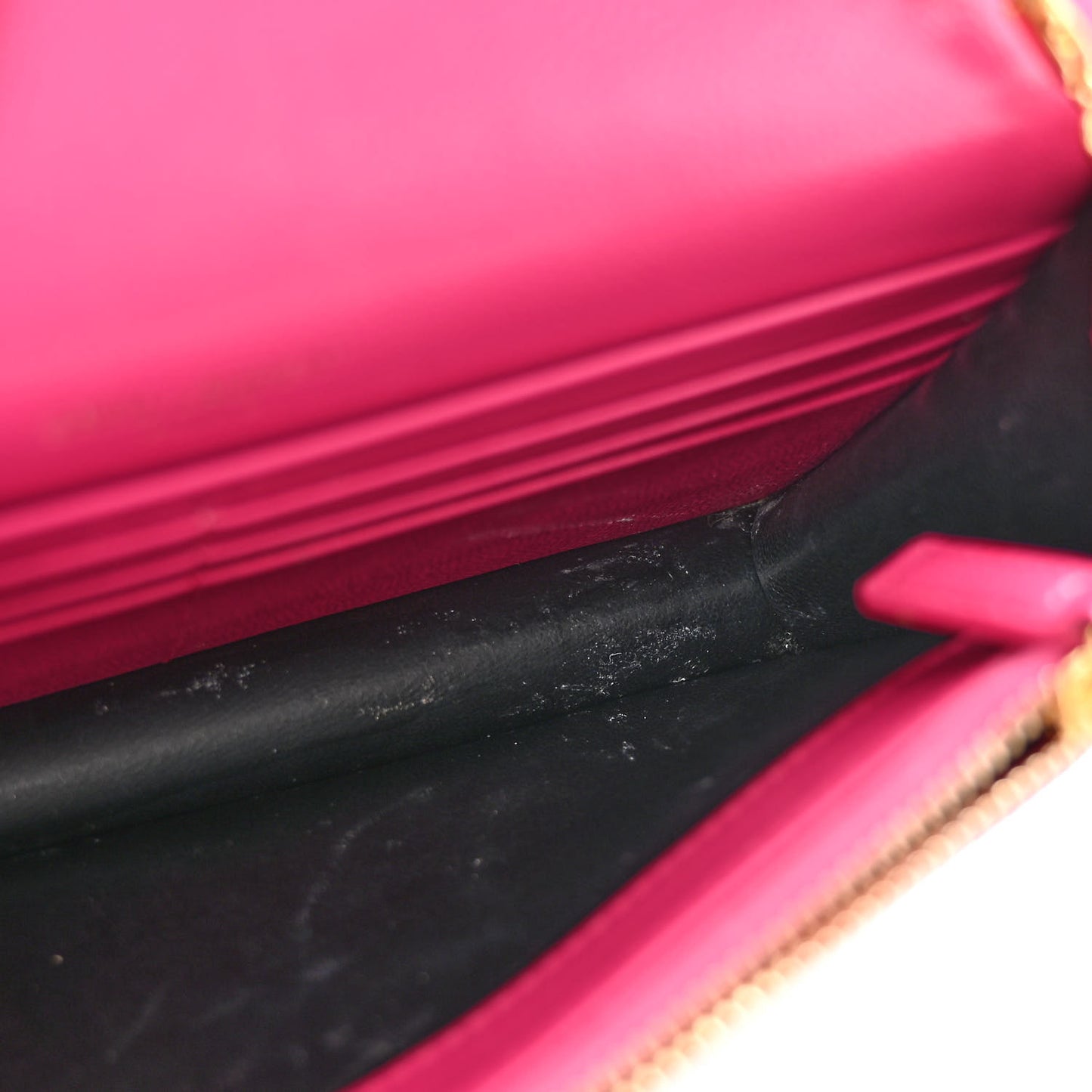 Grain De Poudre Matelasse Chevron Monogram Envelope Chain Wallet Fresh Fuchsia