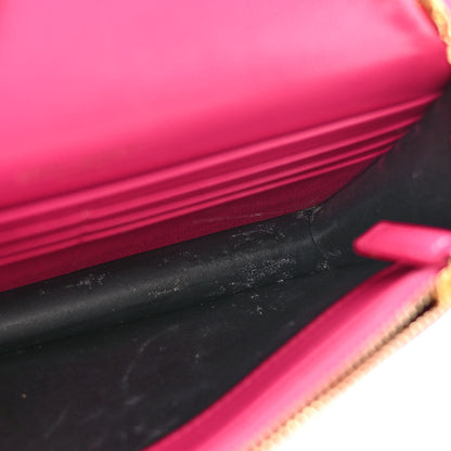 Saint Laurent Grain De Poudre Matelasse Chevron Monogram Envelope Chain Wallet Fresh Fuchsia 10 of 10