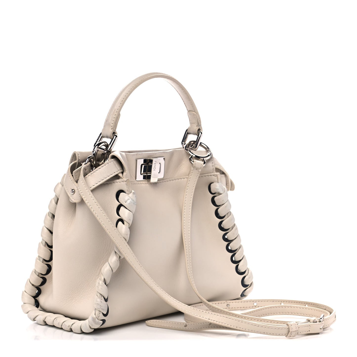 Nappa Lace Up Mini Peekaboo Iconic Satchel Bianco Carta