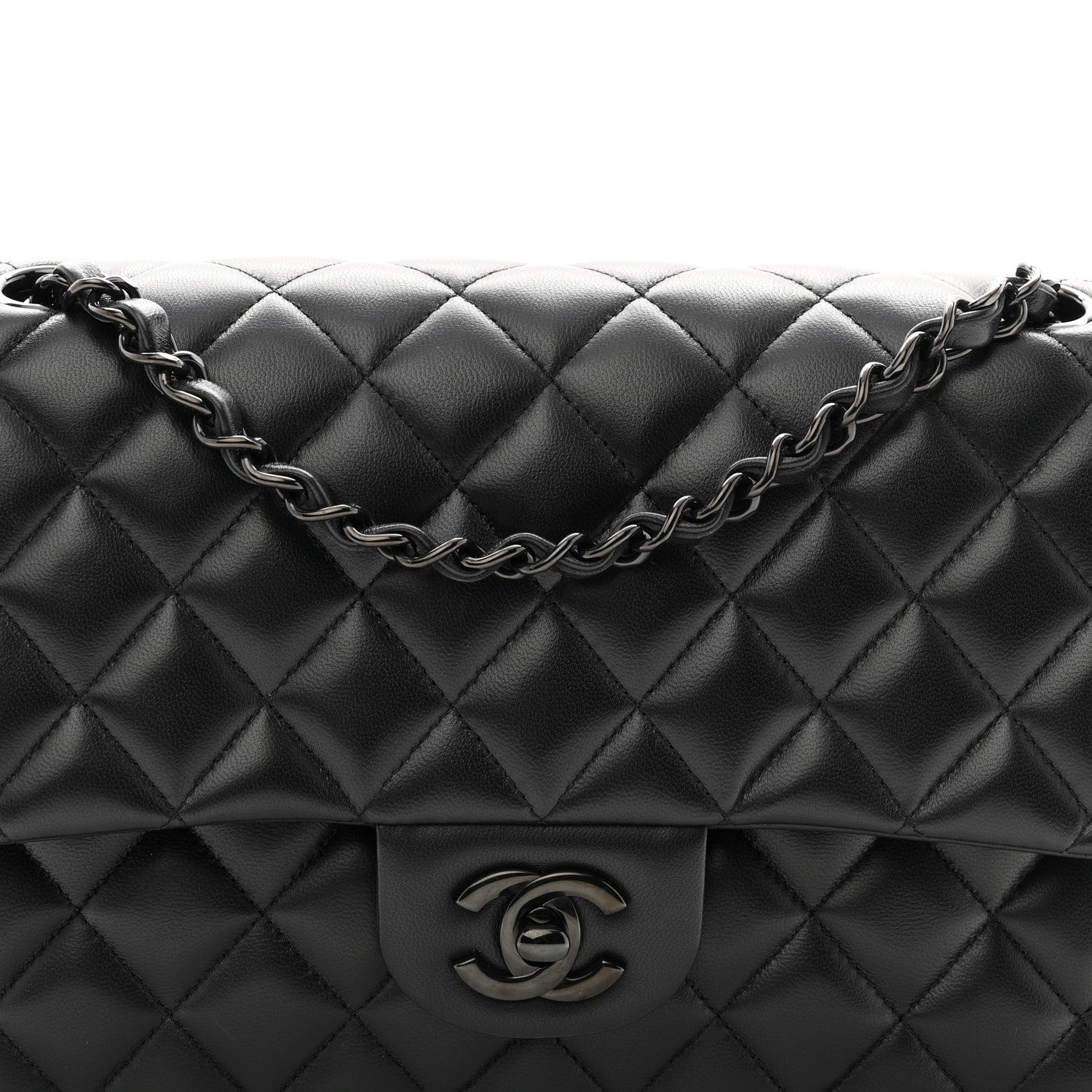 Chanel Lambskin Quilted Medium Double Flap So Black 8 of 10