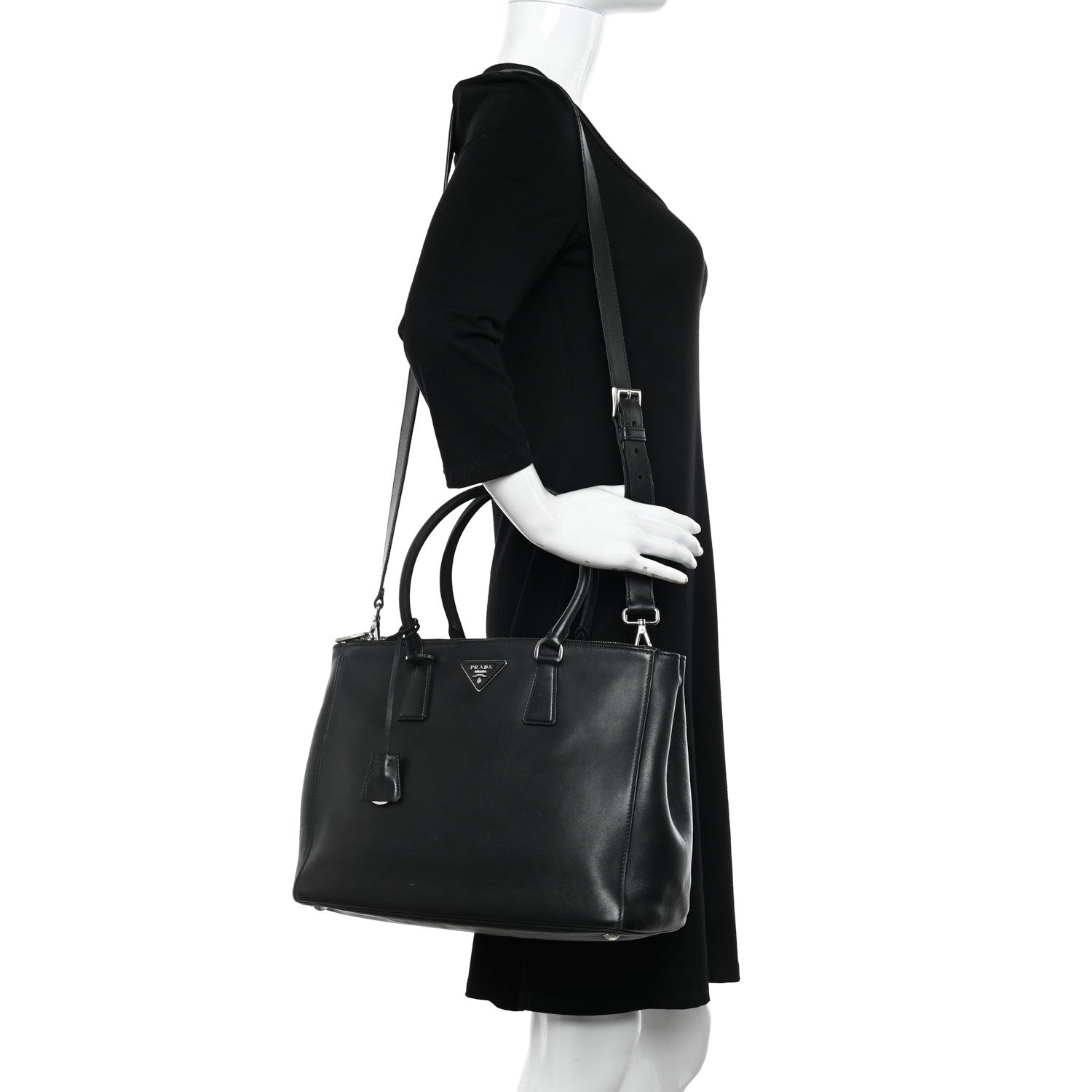 Prada Soft Calfskin Galleria Double Zip Tote Black 2 of 25