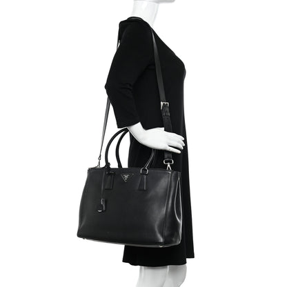 Prada Soft Calfskin Galleria Double Zip Tote Black 2 of 25