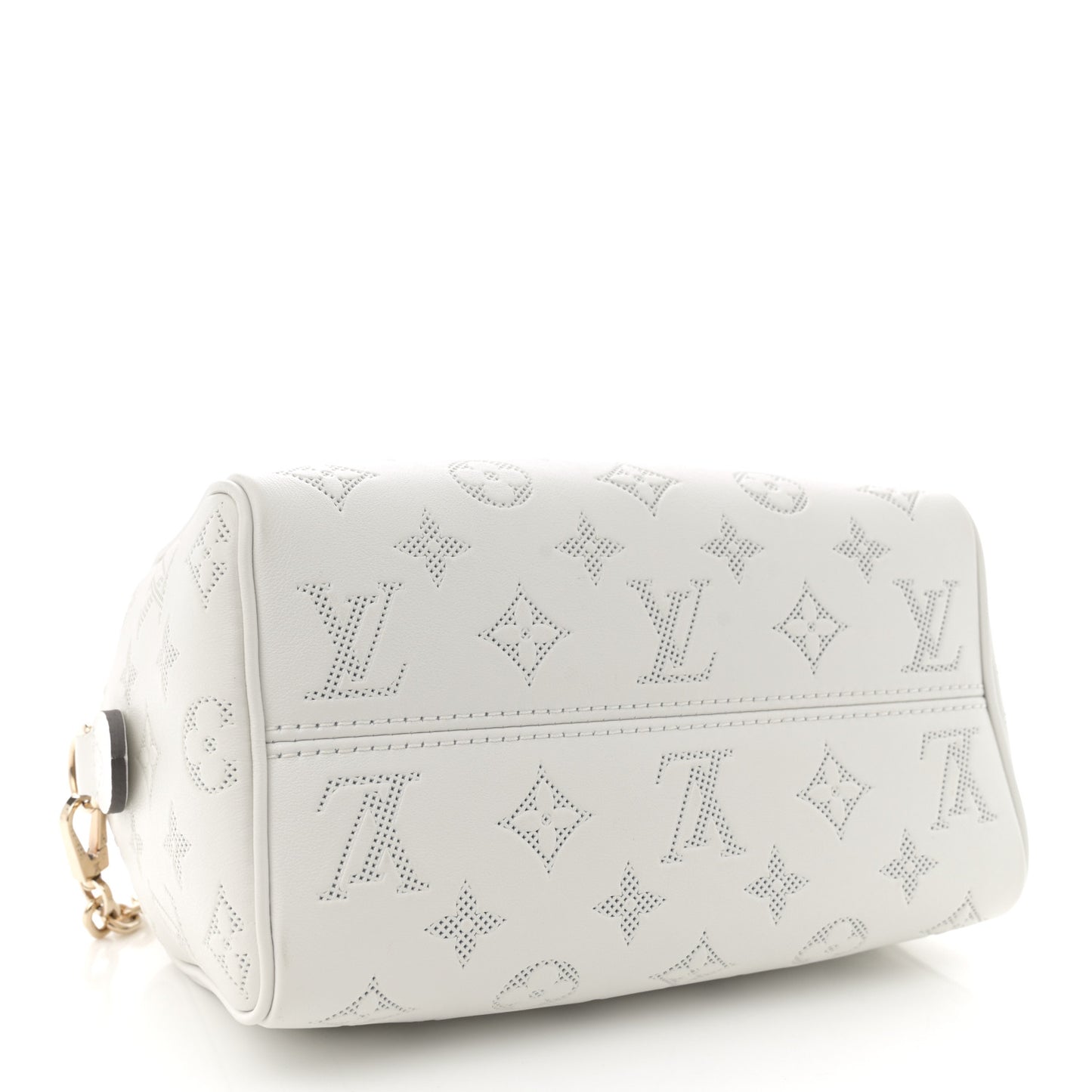 Monogram Embossed Calfskin Speedy Bandouliere 20 White Blanc