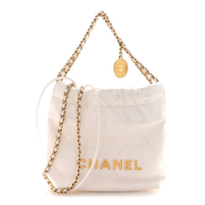 Chanel Shiny Calfskin Quilted Mini Chanel 22 White 1 of 11
