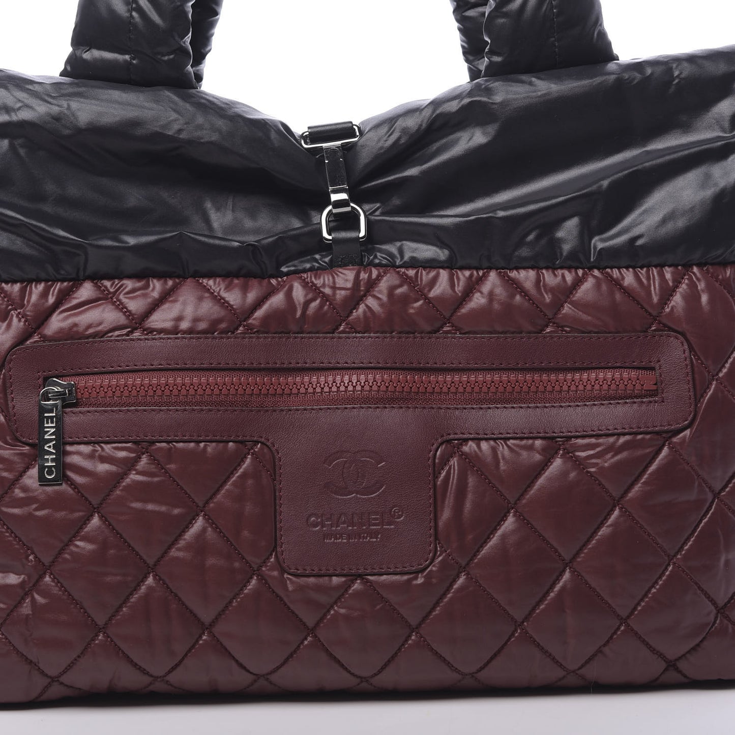 Nylon Quilted Medium Coco Cocoon Reversible Tote Black