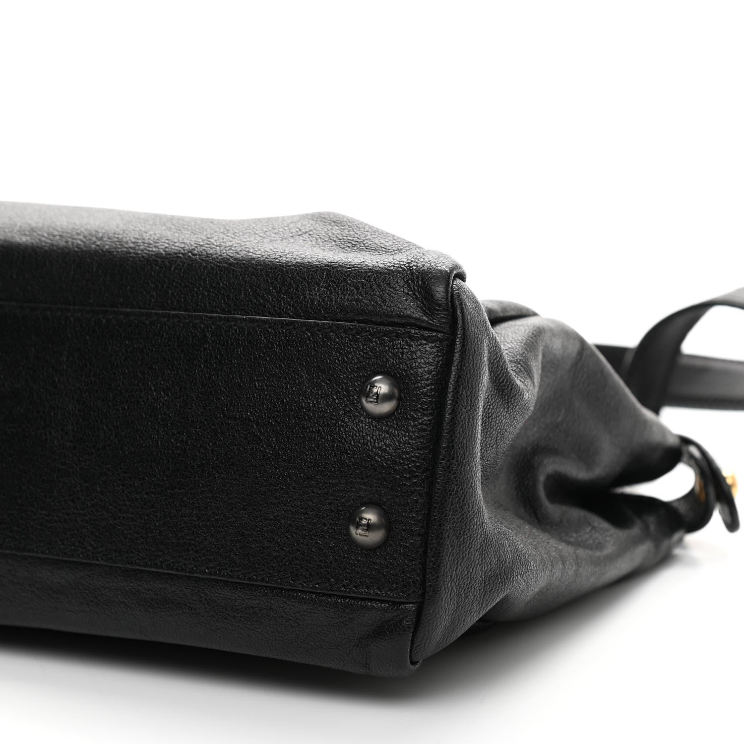 Fendi Goatskin Zucca Medium Peekaboo Iconic Satchel Black Tobacco 10 of 10