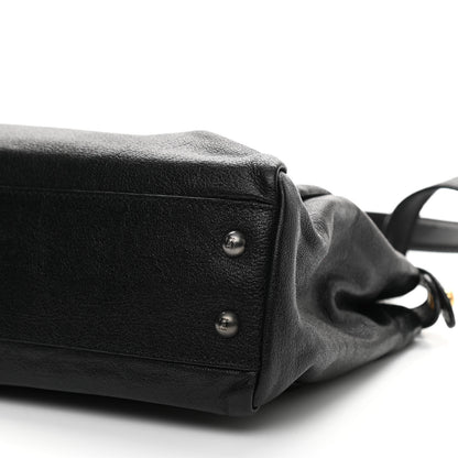 Fendi Goatskin Zucca Medium Peekaboo Iconic Satchel Black Tobacco 10 of 10