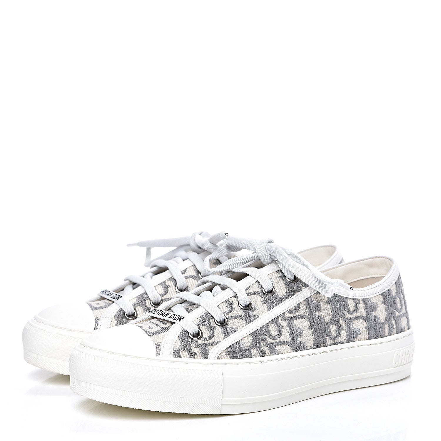 Christian Dior Canvas Oblique Walk'N'Dior Low Top Sneakers 37.5 Grey Stone 3 of 10
