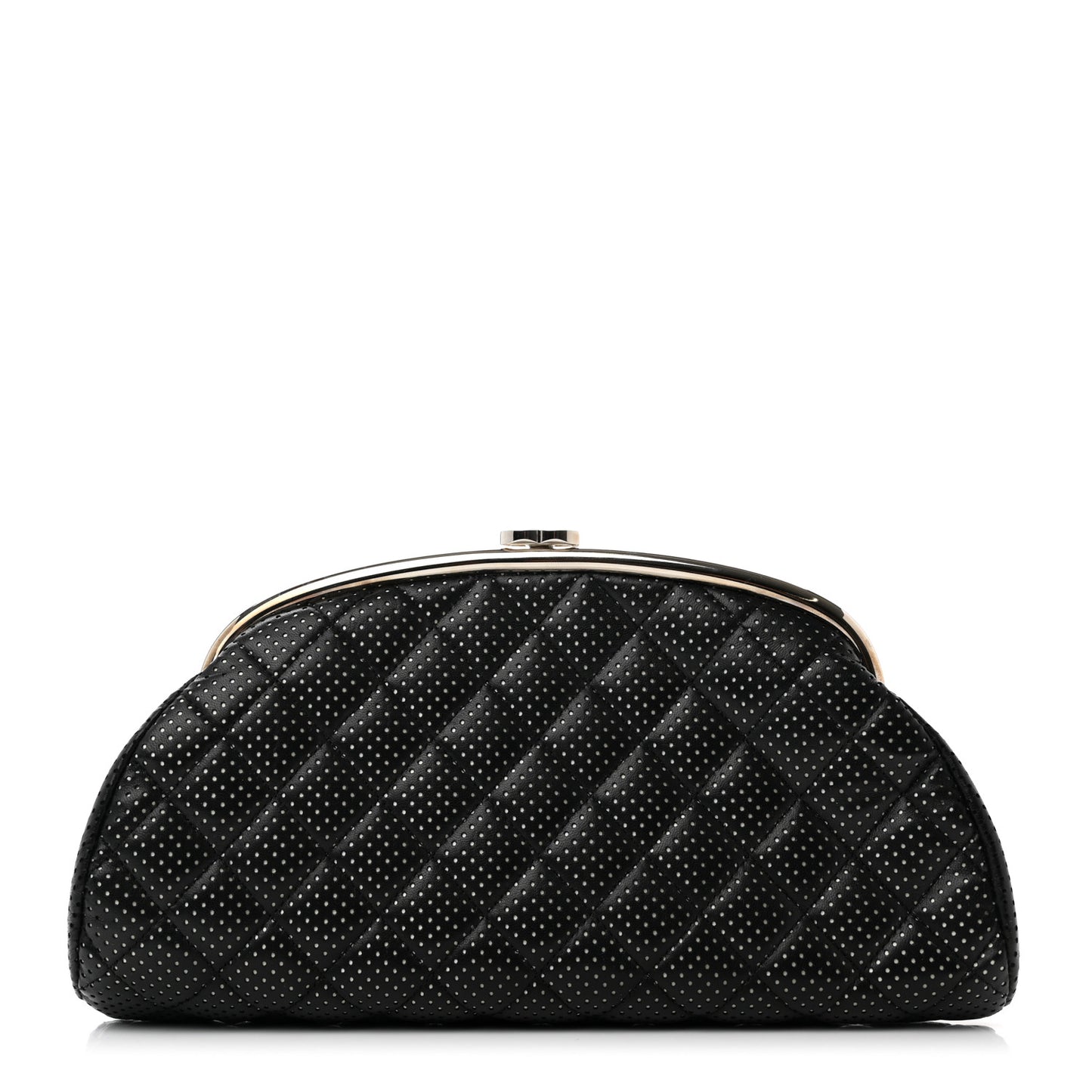 Lambskin Perforated Timeless Clutch Black