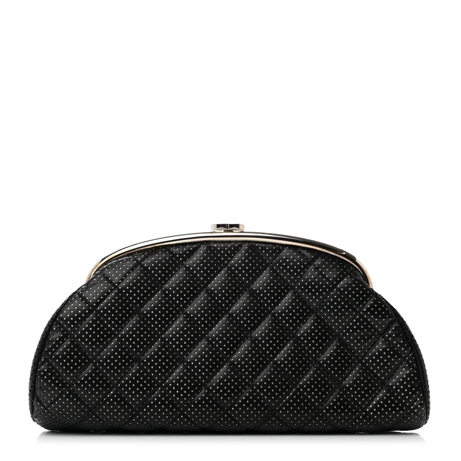 Chanel Lambskin Perforated Timeless Clutch Black 1 of 8