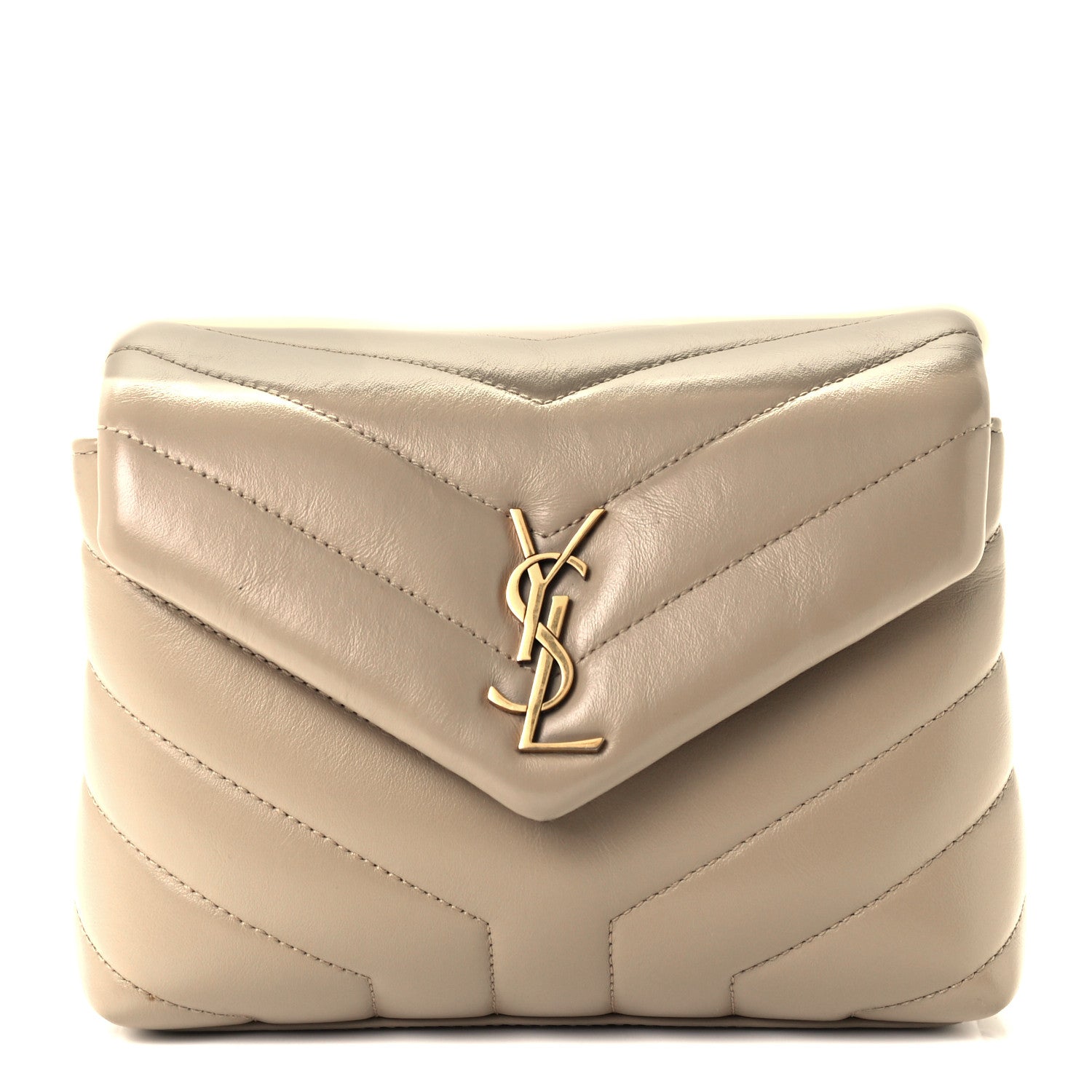Saint Laurent Calfskin Y Quilted Monogram Toy Loulou Crossbody Bag Dark Beige 1 of 11