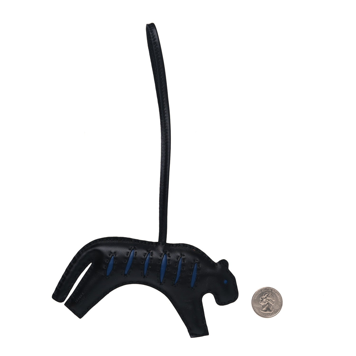 Hermes Milo Lambskin Rooroo Bag Charm Black Bleu de Malte 2 of 3