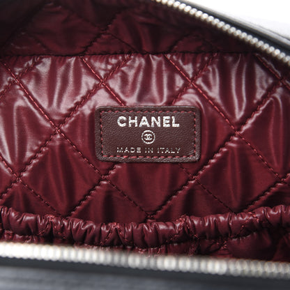 Chanel Lambskin Quilted Large Curvy Pouch Cosmetic Case Black 6 of 17