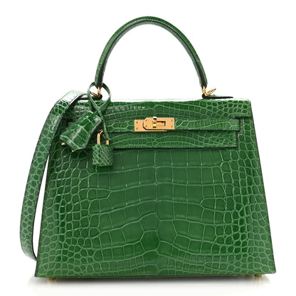 Hermes Shiny Alligator Kelly Sellier 25 Cactus 1 of 10