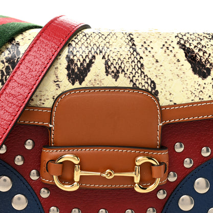 Gucci Snakeskin Studded Web Mini Horsebit 1955 Shoulder Bag Multicolor 9 of 11