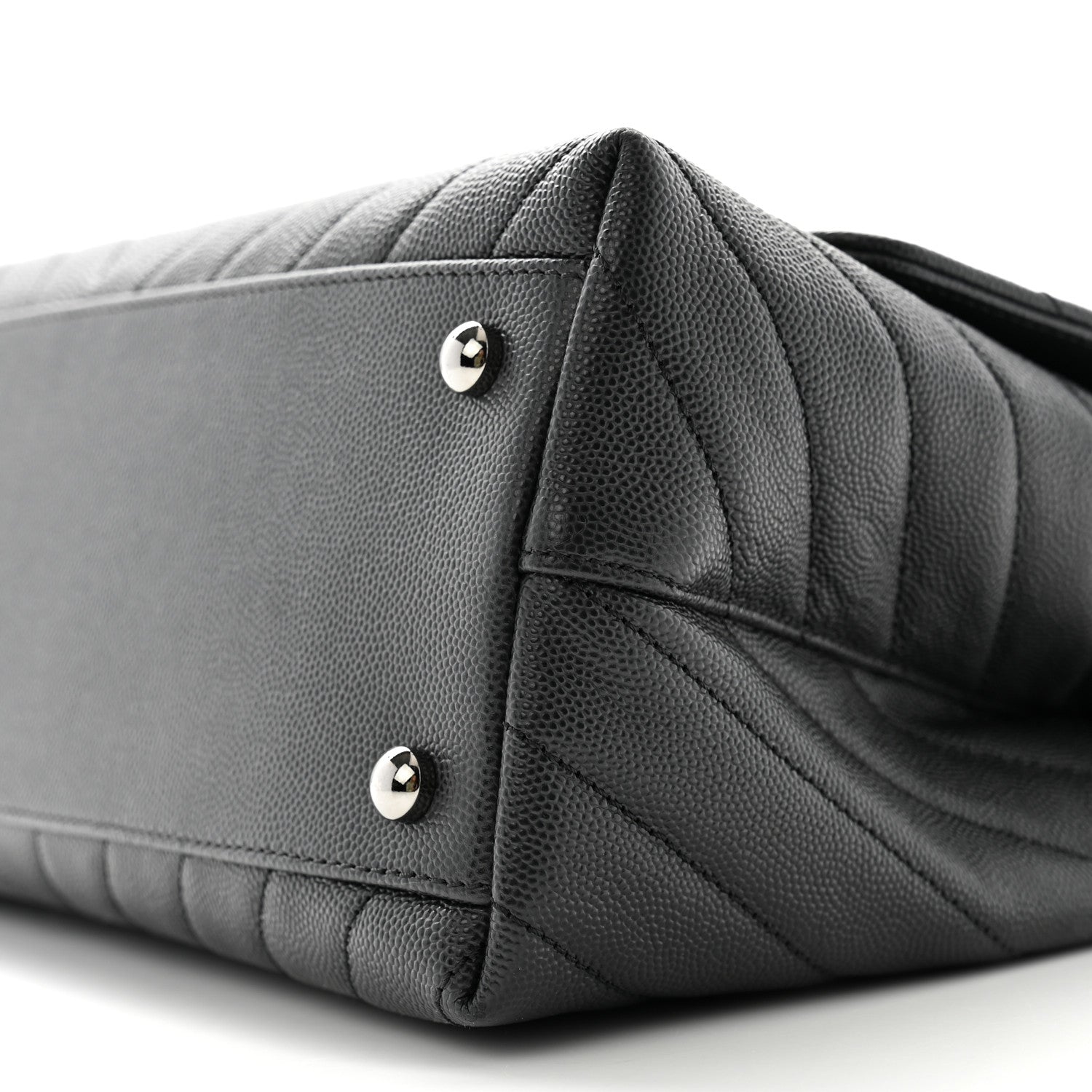 Chanel Caviar Chevron Quilted Small Coco Handle Flap Dark Grey 10 of 12