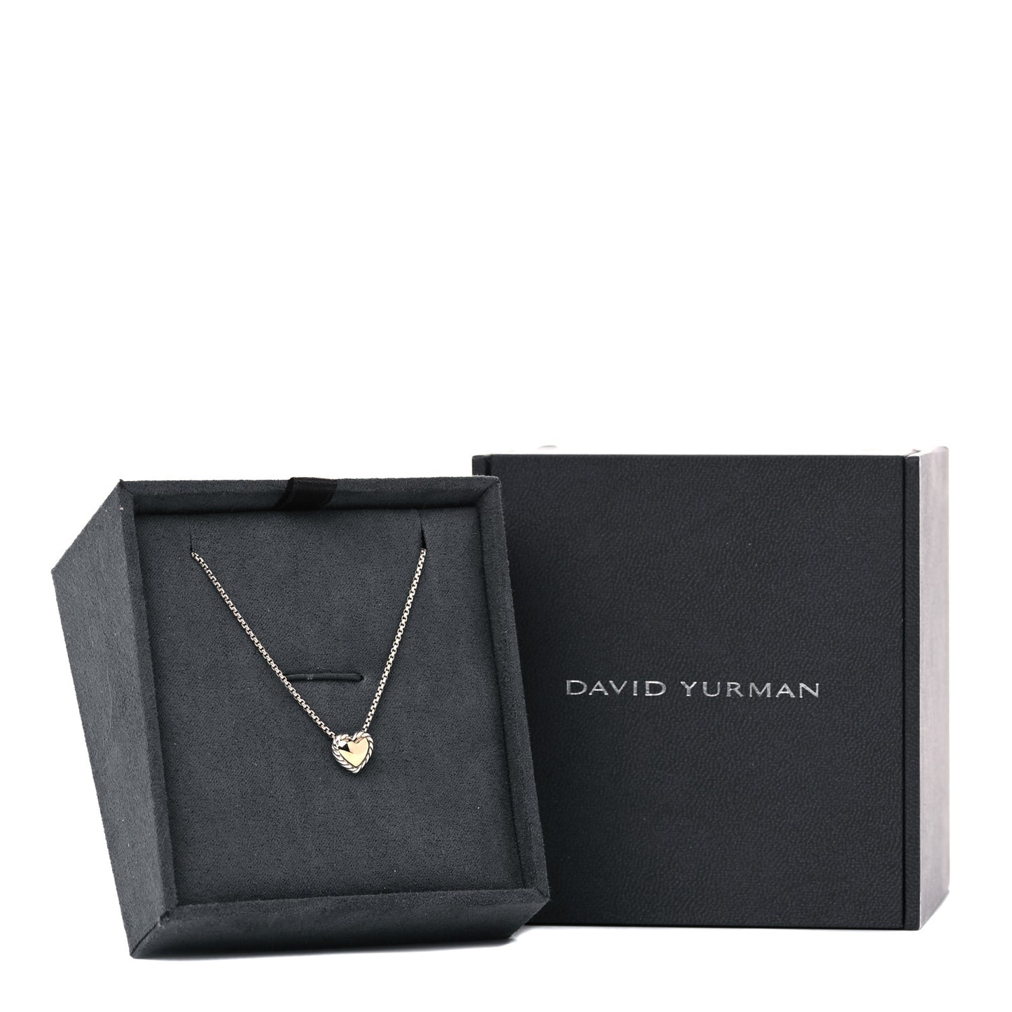 Sterling Silver 18K Yellow Gold Cable Cookie Heart Pendant Necklace