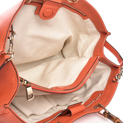 Gucci Calfskin Large Bamboo Shopper Tote New Dark Orange 6 of 9