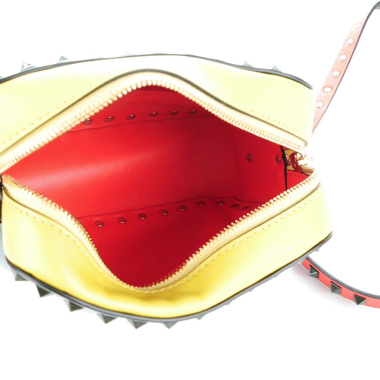 Calfskin Colorblock Rockstud Camera Crossbody Bag Multicolor
