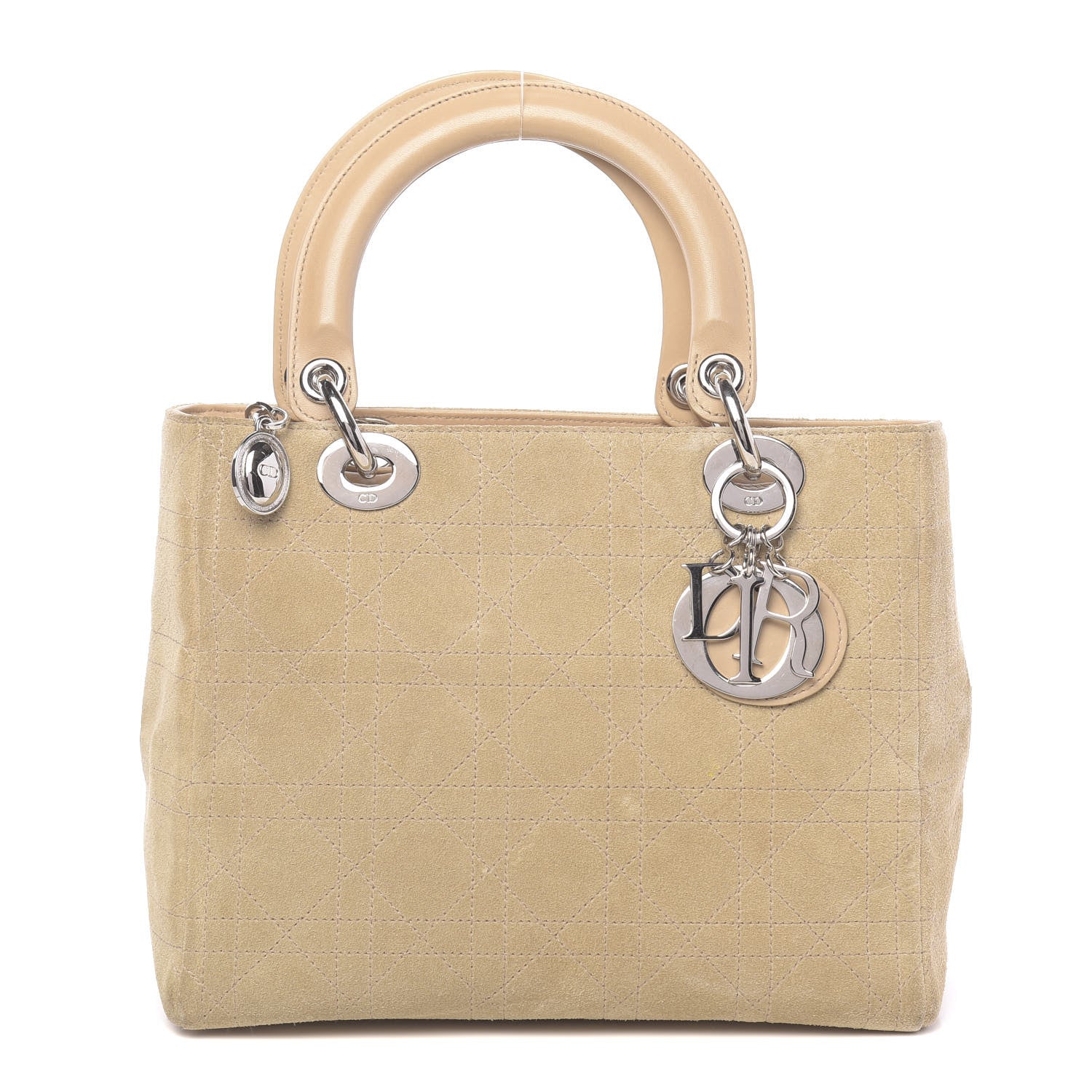 Christian Dior Suede Cannage Medium Lady Dior Beige 1 of 16