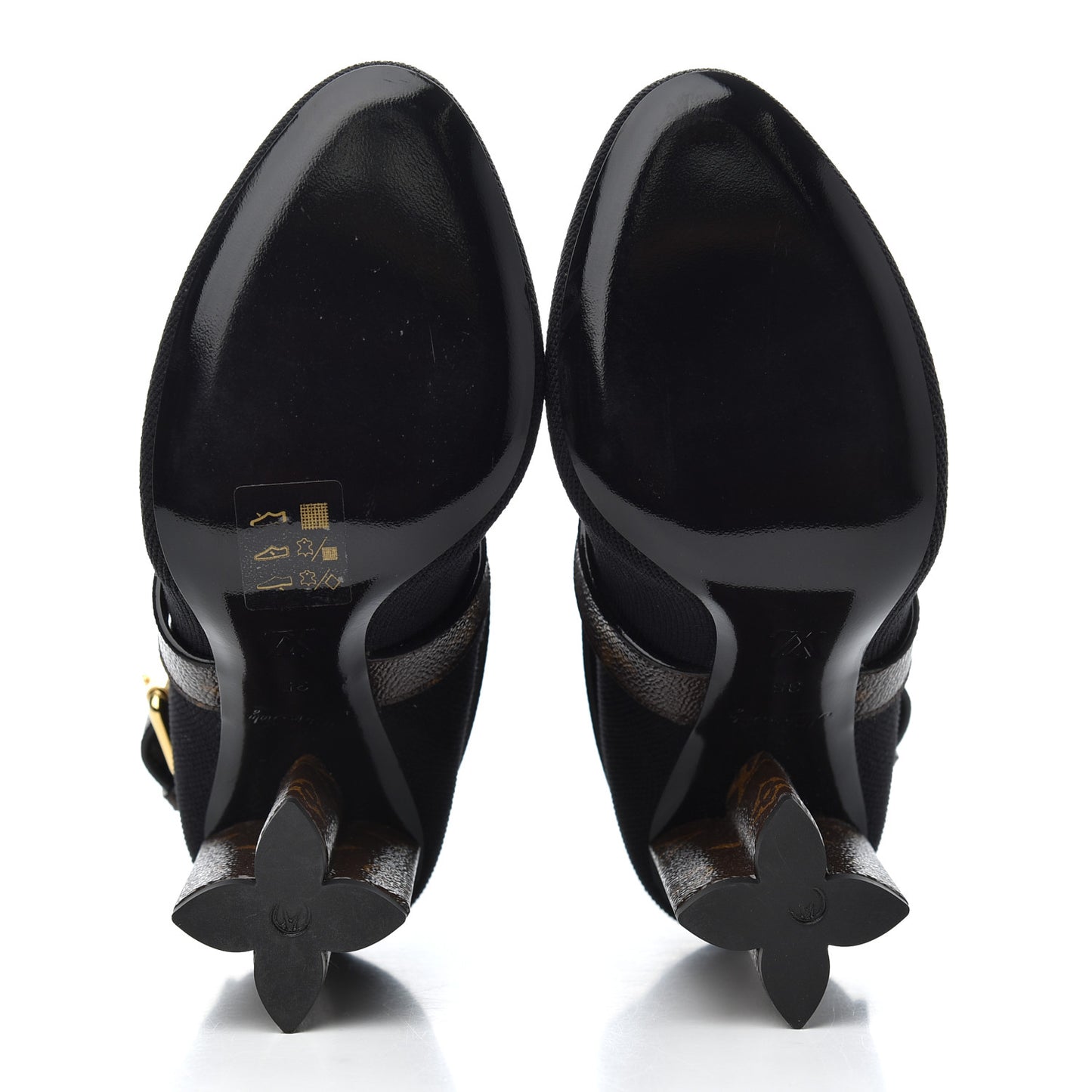 Monogram Stretch Fabric Silhouette Ankle Boots 35 Black