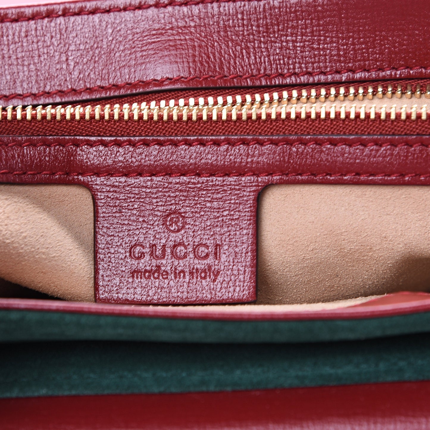 Suede Small Marina Chain Shoulder Bag Green Red