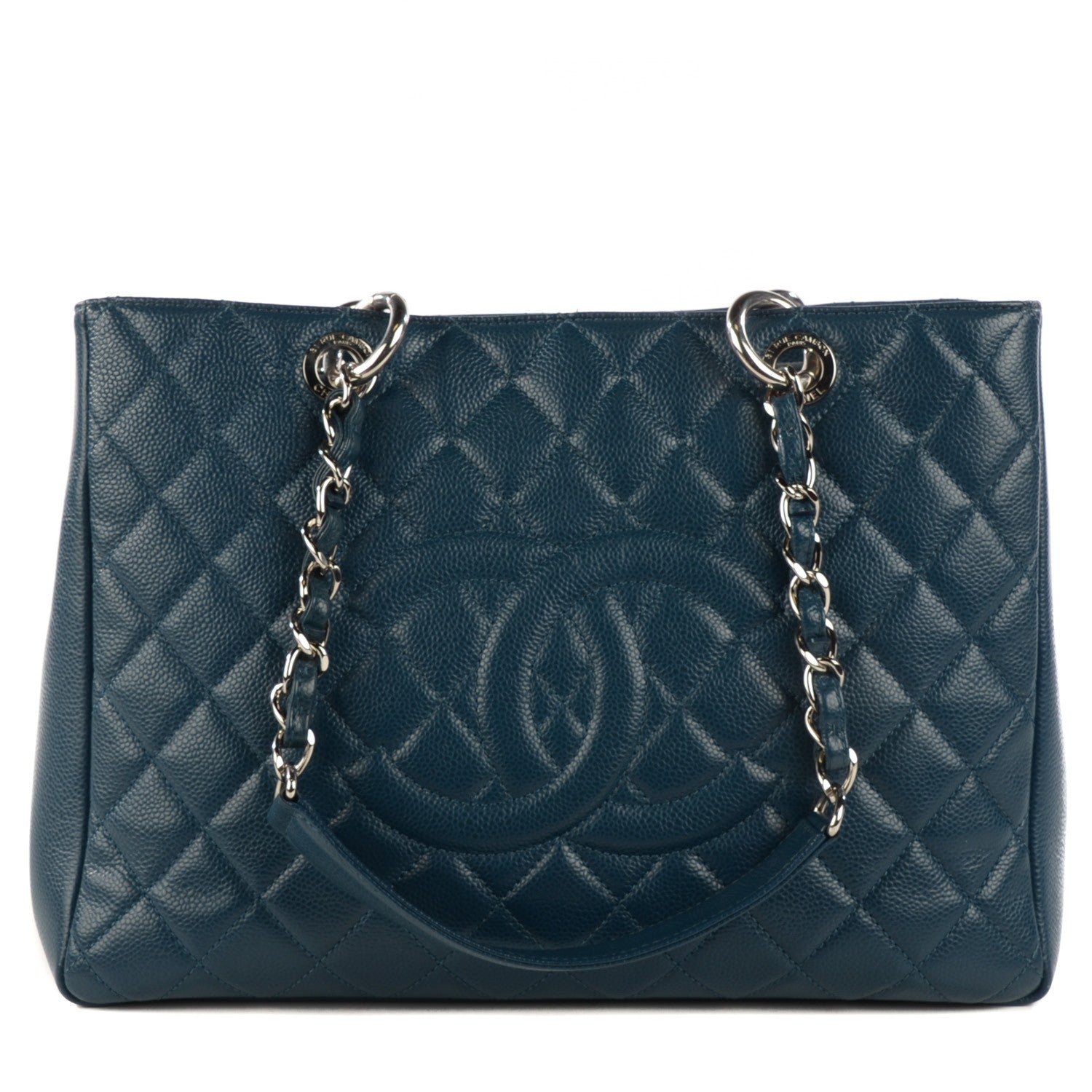 Chanel Caviar Quilted Grand Shopping Tote GST Dark Blue 1 of 7