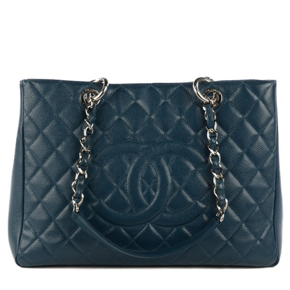 Chanel Caviar Quilted Grand Shopping Tote GST Dark Blue 1 of 7