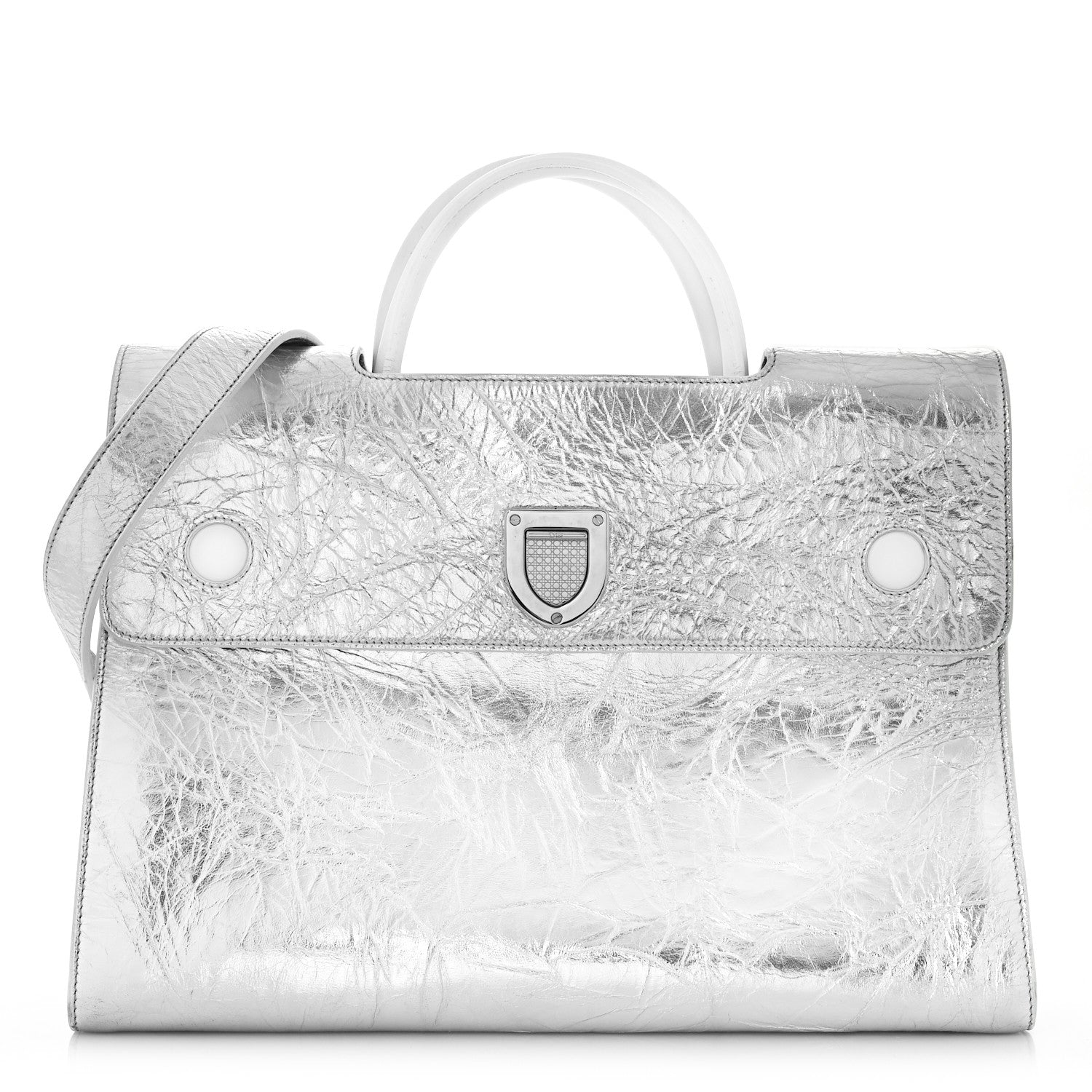 Christian Dior Metallic Calfskin Medium Diorever Flap Silver 1 of 8