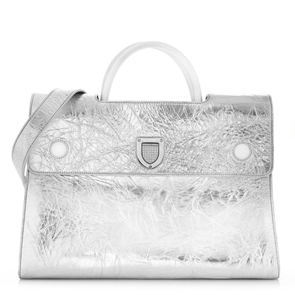 Christian Dior Metallic Calfskin Medium Diorever Flap Silver 1 of 8