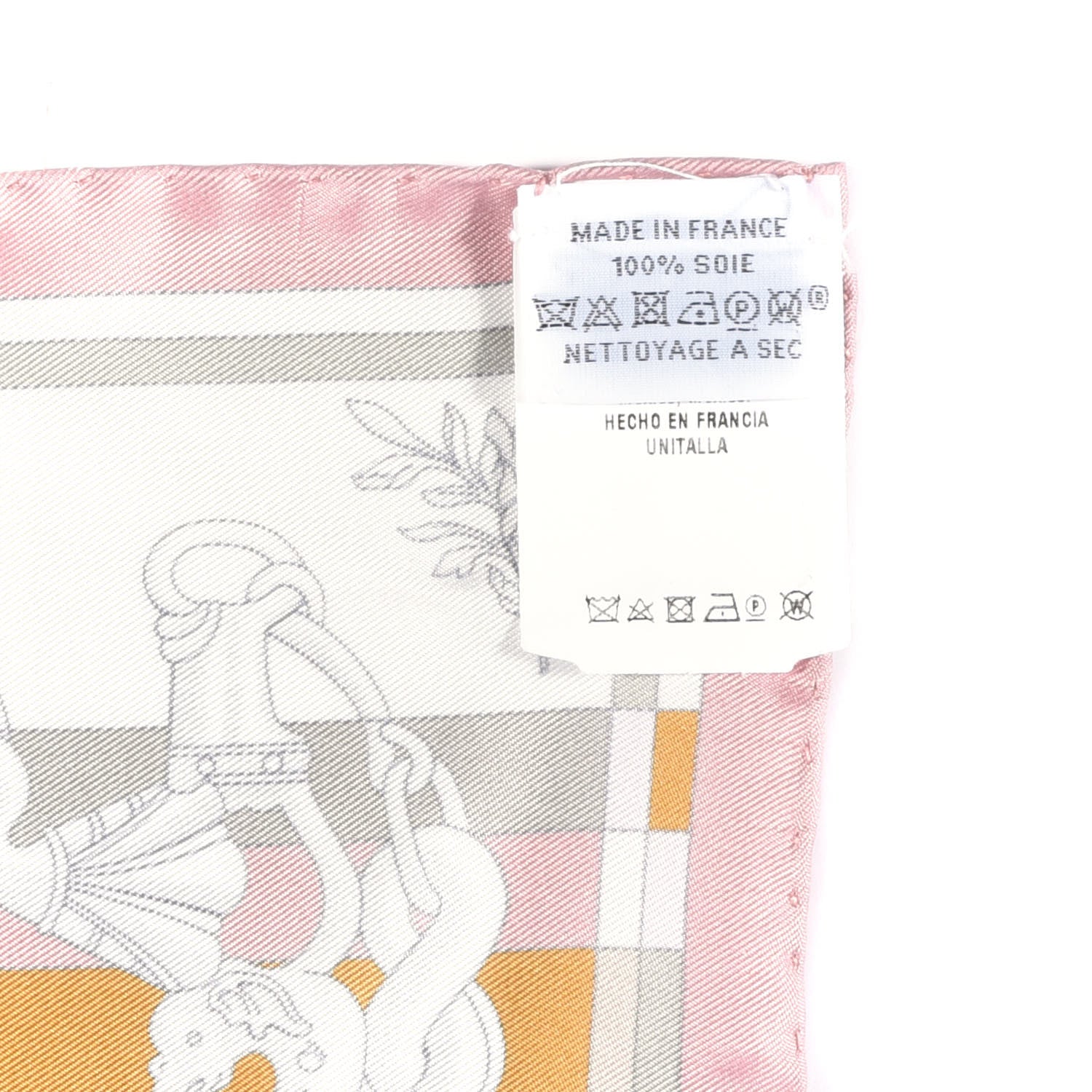 Hermes Silk Della Cavalleria Pocket Square Scarf Vieux Rose Beige 4 of 4