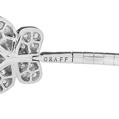 Graff 18K White Gold Diamond Wild Flower Open Bangle Bracelet 3 of 5