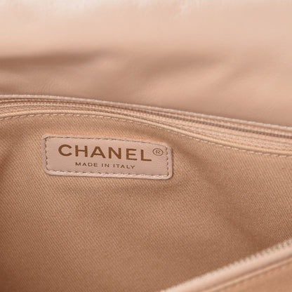 Chanel Calfskin Chevron Quilted Large Coco Handle Flap Light Beige 6 of 13