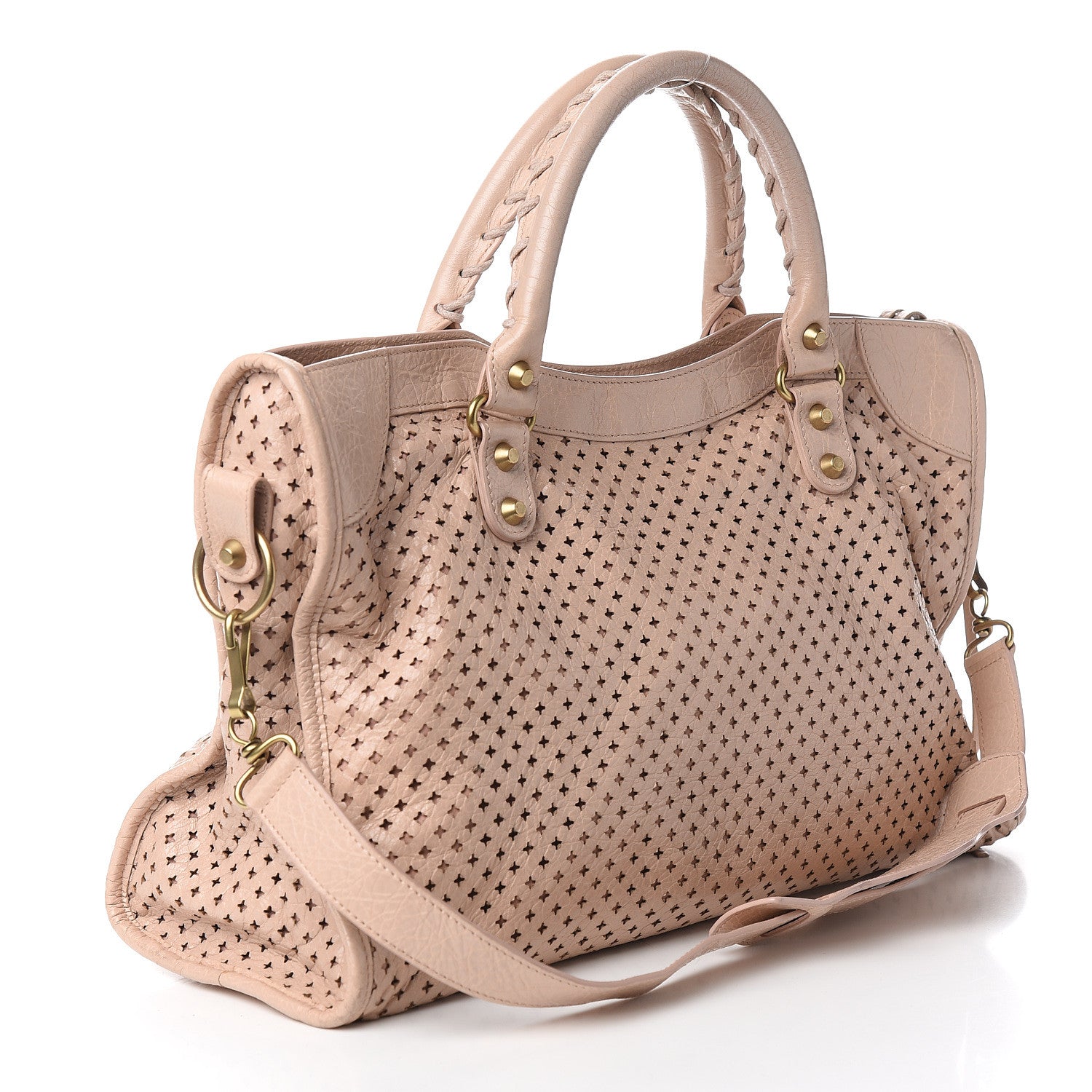Balenciaga Agneau Laser Cut Cross Classic Gold Hardware City Rose Peach 2 of 12